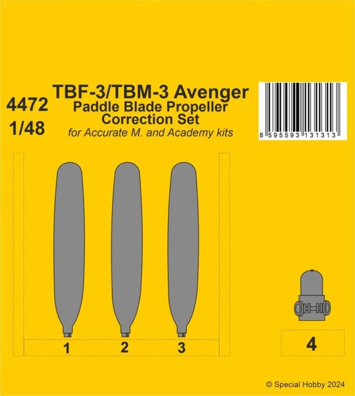 8595593131313 - TBF-3 TBM-3 Avenger - Paddle Blade Propeller Correction Set