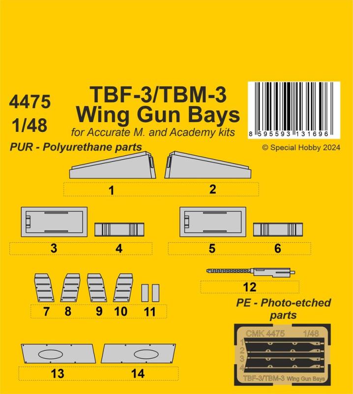 8595593131696 - TBF-3 TBM-3 Wing Gun Bays [Academy]