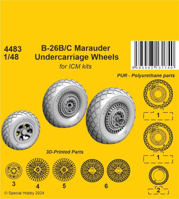 8595593131740 - B-26B C Marauder - Undercarriage Wheels [ICM]