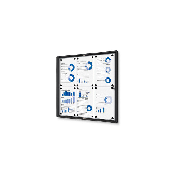 8596052051746 - SHOWDOWN Abschließbarer Schaukasten Magnetisch 711 (B) x 655 (H) cm Schwarz 6 x DIN A4