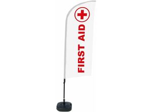 8596052143755 - Showdown Beachflag - Komplett-Set - First Aid Englisch - Weiß Rot Schwarz