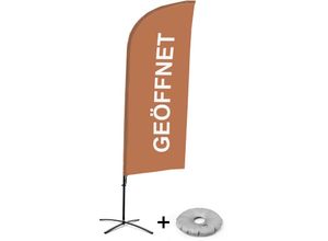 8596052188732 - Beachflagset - Geöffnet - Deutsch - Braun - Alu - Showdown Displays