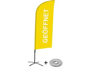 8596052188756 - Beachflagset - Geöffnet - Deutsch - Gelb - Alu - Showdown Displays