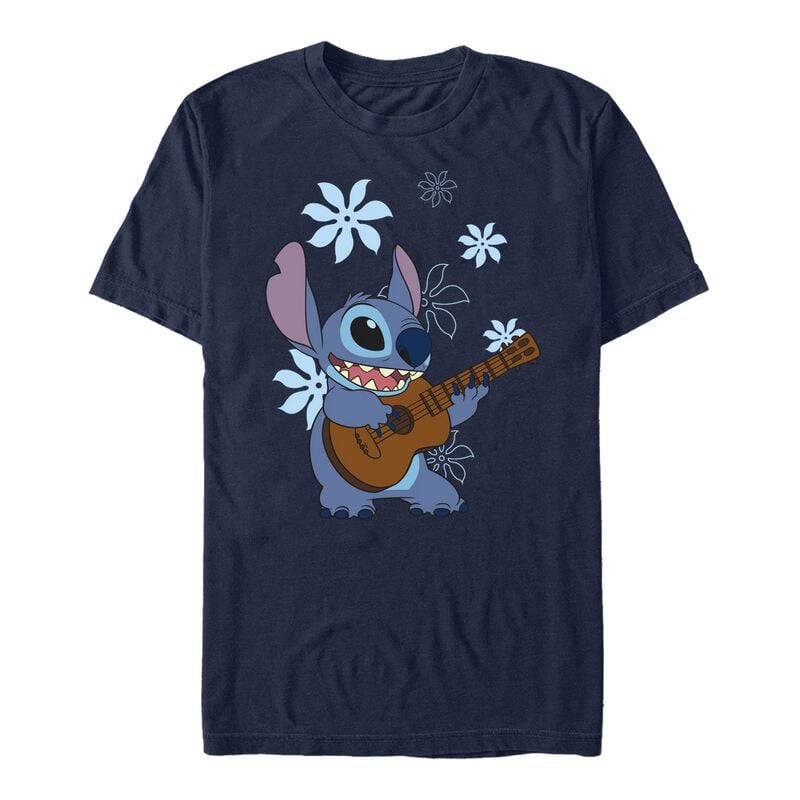 8596582189599 - Stitch Flowers T-Shirt blau in M 8596582189599 - Stitch Flowers T-Shirt blau in M