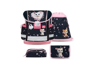 8605036865535 - Rucksack ergonomisches Schulranzen-Set 4-Teile Cute Kitten Brustgurt