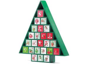 8663484376218 - Weihnachts-Adventskalender aus Holz mit Schubladen 24-Tage-Countdown süße Feiertagsdekoration Süßigkeitenbox für Kinder Weihnachtsgeschenke (grün)