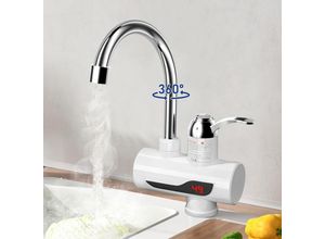 8663484380314 - Sjqka - Wasserhahn mit Durchlauferhitzer beheizter Küchenarmatur 3000 w 30–60 ℃ elektrischer Durchlauferhitzer 360°-LED-Wasserhahn Warm- und