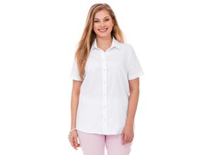 8680679239608 - Große Größen Stretch-Bluse mit kurzem Arm leicht tailliert weiß Gr48