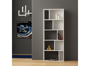 8680812104985 - Decortie - Onda Modernes Bücherregal Display Unit Weiß Hoch 166cm - White