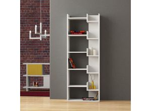 8680812105173 - Oppa Modernes Bücherregal Display Unit Weiß Hoch 1624cm - White - Decortie