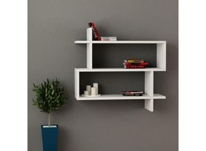 8680812105319 - Decortie - Paralel Wandregal Modernes Bücherregal Weiß b 70cm Medium - White