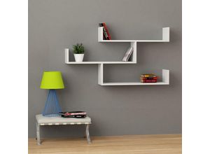 8680812106460 - Tibet Wandregal Modern Bücherregal Display Unit Weiß b 119cm Breit - White - Decortie