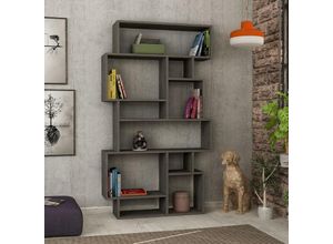 8680812109362 - Karmato Modernes Bücherregal Display Unit Dunkel Kaffee Eiche Effekt Hoch 1685cm - Dark Coffee - Decortie