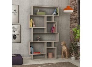 8680812109379 - Decortie - Karmato Modernes Bücherregal Display Unit Mokka Grau Hoch 1685cm - Mocha Grey