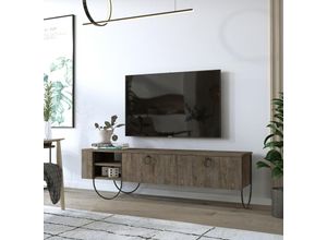 8680812109744 - Norfolk Moderner TV-Ständer Multimedia-Center TV-Element Dunkel Kaffee Mit Schrank 151cm - Dark Coffee - Decortie