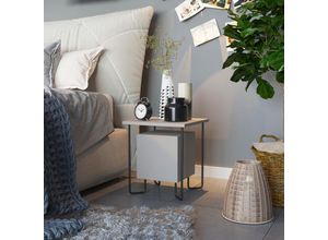 8680812109812 - Decortie - Acres Modern Bedside Table Mocha Grey 40cm Width Bedroom Furniture - Mocha Grey