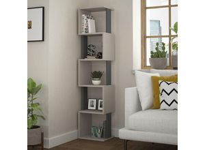 8680812111747 - Piri Modernes Bücherregal Display Unit Mokka Grau Anthrazit Grau Hoch 161cm - Anthracite Grey - Decortie