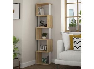 8680812111754 - Decortie - Piri Modernes Bücherregal Display Unit Natürliche Eiche Effekt Weiß Groß 161cm - White