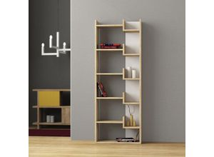 8680812111778 - Decortie - Oppa Modernes Bücherregal Display Unit Eiche Natur Weiß Hoch 1624cm - White