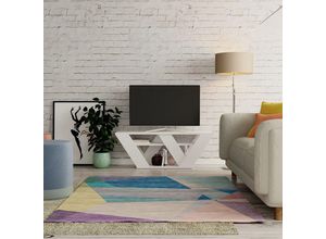 8680812124228 - Pipralla Moderner TV-Ständer Multimedia-Center TV-Element Weiß Mit Einlegeböden 110cm - White - Weiß - Decortie