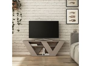 8680812124242 - Pipralla Moderner TV-Ständer Multimedia-Center TV-Möbel Mokka Grau Mit Einlegeböden 110cm - Mocha Grey - Mokka Grau - Decortie