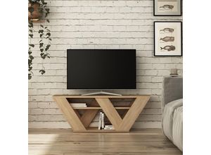 8680812124259 - Pipralla Moderner TV-Ständer Multimedia-Center TV-Element Eiche mit Ablageflächen 110cm - Oak - Eiche - Decortie