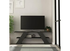 8680812124273 - Farfalla Moderner TV-Ständer Multimedia-Center TV-Möbel Anthrazitgrau mit Einlegeböden 120cm - Anthracite Grey - Decortie