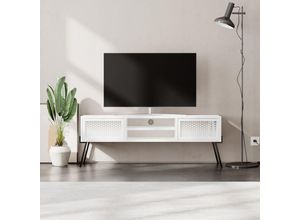 8680812126413 - Decortie Naive Moderner TV-Ständer Multimedia-Center TV-Element Weiß mit Schrank 140cm - White