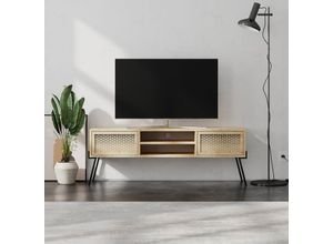 8680812126420 - Decortie Naive Moderner TV-Ständer Multimedia-Center TV-Element Eiche mit Schrank 140cm - Oak