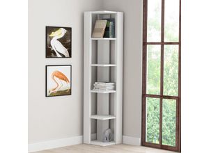 8680812129599 - Decortie - Nati Modernes Eck-Bücherregal Display Unit Weiß Hoch 161cm - White