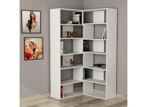 8680812133442 - Molly Modernes Eck-Mehrzweck-Bücherregal Display Unit No4 Weiß Hoch 1786cm - White - Decortie