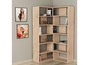 8680812133466 - Molly Modernes Eck-Mehrzweck-Bücherregal Display Unit No4 Eiche Natur Hoch 1786cm - Oak - Decortie