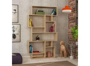 8680812140068 - Decortie - Karmato Modernes Bücherregal Display Unit Eiche Natur Hoch 1685cm - Oak