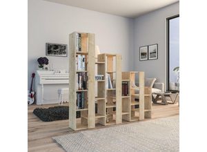 8680812140211 - Lift Separator Modernes Bücherregal Display Unit Raumtrenner Eiche Natur Hoch 151cm - Oak - Decortie