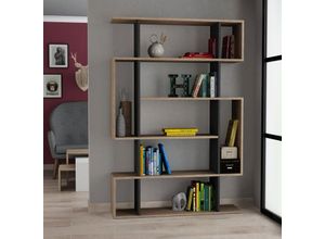 8680812140358 - Mito Modernes Bücherregal Display Unit Eiche Natur Anthrazit Grau Groß 161cm - Anthracite Grey - Decortie