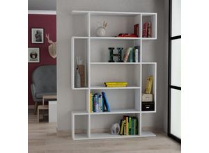 8680812140365 - Decortie Mito Modernes Bücherregal Vitrine Weiß Groß 161cm - White