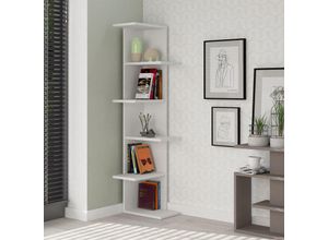 8680812140778 - Decortie - Saso Modernes Eck-Bücherregal Display Unit Weiß Medium 141cm - White