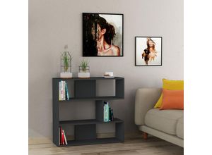 8680812148743 - Decortie - Molly Modernes Bücherregal Display Unit Nr1 Anthrazit Grau Kurz 89cm - Anthracite Grey