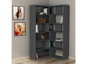 8680812148804 - Molly Modernes Eck-Mehrzweck-Bücherregal Display Unit No4 Anthrazit Grau Hoch 1786cm - Anthracite Grey - Decortie