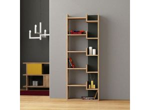 8680812148965 - Oppa Modernes Bücherregal Display Unit Natürliche Eiche Effekt Anthrazit Grau Hoch 1624cm - Anthracite Grey - Decortie