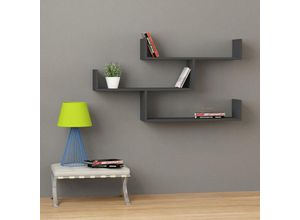 8680812149160 - Tibet Wandregal Modern Bücherregal Display Unit Anthrazit Grau w 119cm Breit - Anthracite Grey - Decortie