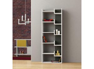 8680812149931 - Decortie - Oppa Modernes Bücherregal Display Unit Weiß Anthrazit Grau Hoch 1624cm - White