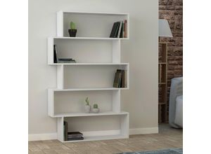 8680812153617 - Decortie - Kat Modernes Bücherregal Vitrine Weiß Groß 158cm - White