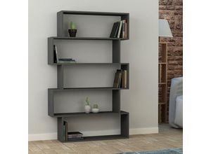 8680812153624 - Decortie - Kat Modernes Bücherregal Vitrine Anthrazit Grau Hoch 158cm - Anthracite Grey