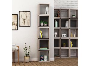 8680812162428 - Decortie Multi Modern Bücherregal Display Unit Mokka Grau Anthrazit Grau Hoch 167cm - Anthracite Grey