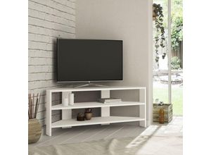 8680812162510 - Decortie - Thales Modernes TV-Stativ Multimedia-Center TV-Element Weiß Ecke 110cm - White - White