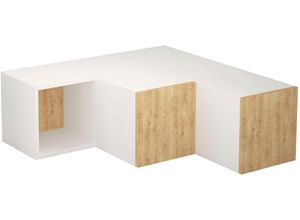 8680812185038 - TV-Schrank DECORTIE Compact TV Stand weiß eiche B942cm H314cm T906cm Spanplatte Schränke Einfache Montage Naturfreundlich Platzsparend