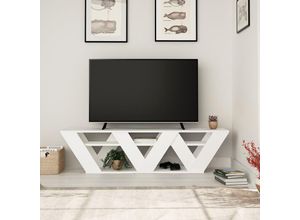 8680812196171 - Ralla Moderner TV-Ständer Multimedia-Center TV-Element Weiß Mit Einlegeböden 158cm - White - Weiß - Decortie