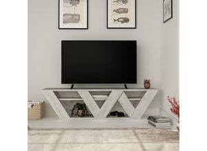 8680812196195 - Ralla Moderner TV-Ständer Multimedia-Zentrum TV-Einheit Mit Regalen 158cm - Antikweiß - Antikweiß - Decortie