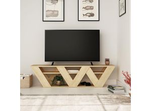 8680812196201 - Ralla Moderner TV-Ständer Multimedia-Zentrum TV-Einheit Mit Regalen 158cm - Eiche - Eiche - Decortie